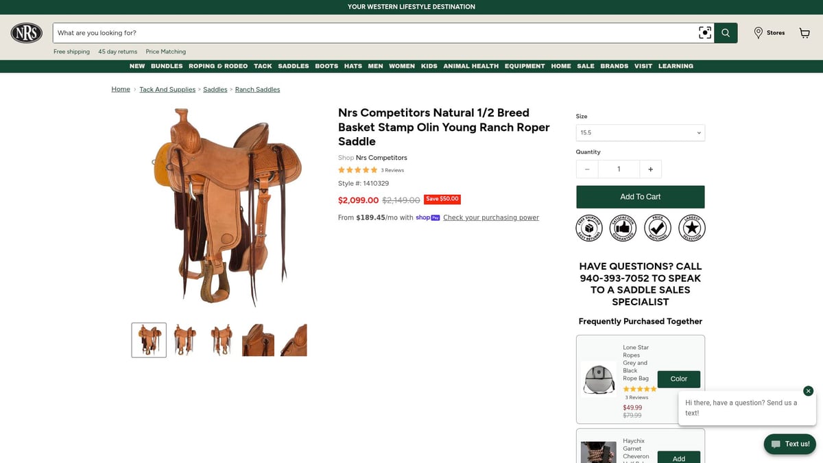 Top 7 Saddles for Sale in 2025: Best Picks for Every Rider - NRS Competitor Series Heavy Oil 1/2 Breed Basket Stamp Olin Young Ranch Roper Saddle