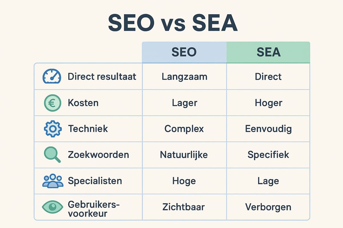 SEO versus SEA: De Belangrijkste Verschillen