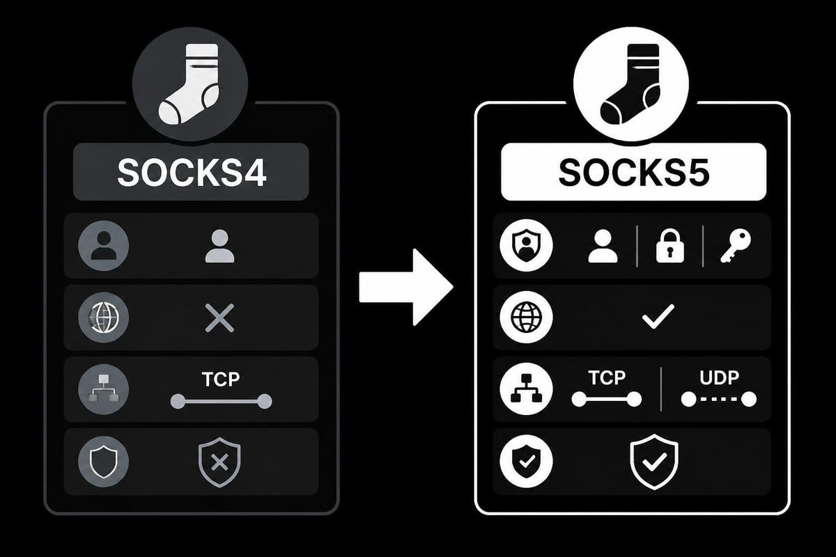 SOCKS protocol versions comparison