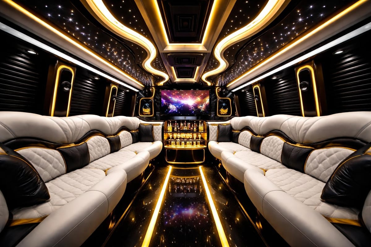 Party bus interior features