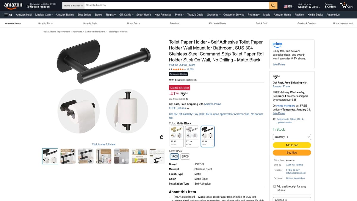 7 Smarte Toilet Paper Holder Ideer Til Badeværelset 2026 - JOPOFI Toilet Paper Holder – Selvklæbende og Boringsfri Løsning