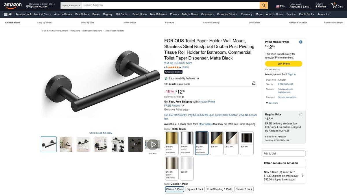 7 Smarte Toilet Paper Holder Ideer Til Badeværelset 2026 - FORIOUS Toilet Paper Holder – Dobbeltarmet og Pivot-Funktion