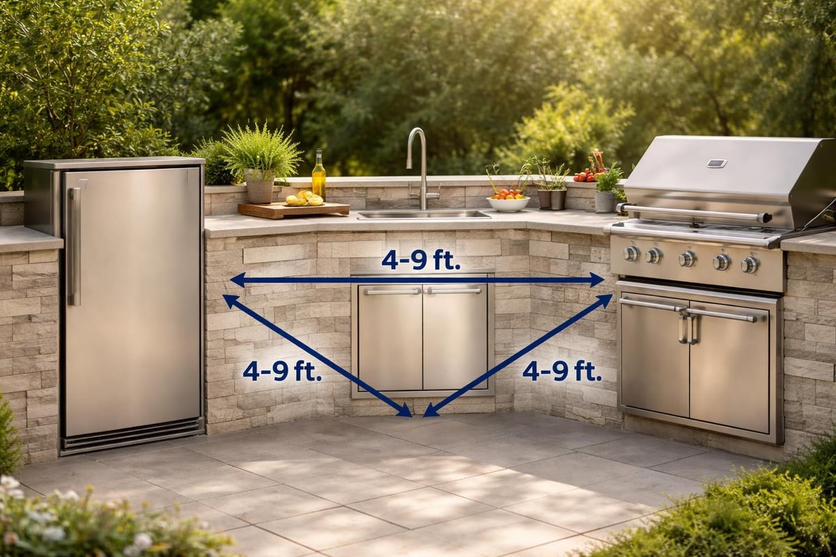 Kitchen triangle layout outdoors