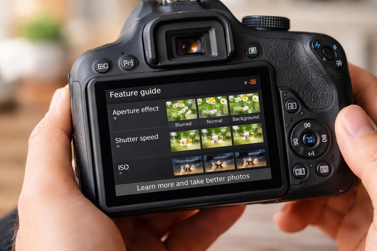 Canon EOS Rebel T7 basic controls and guided menu system