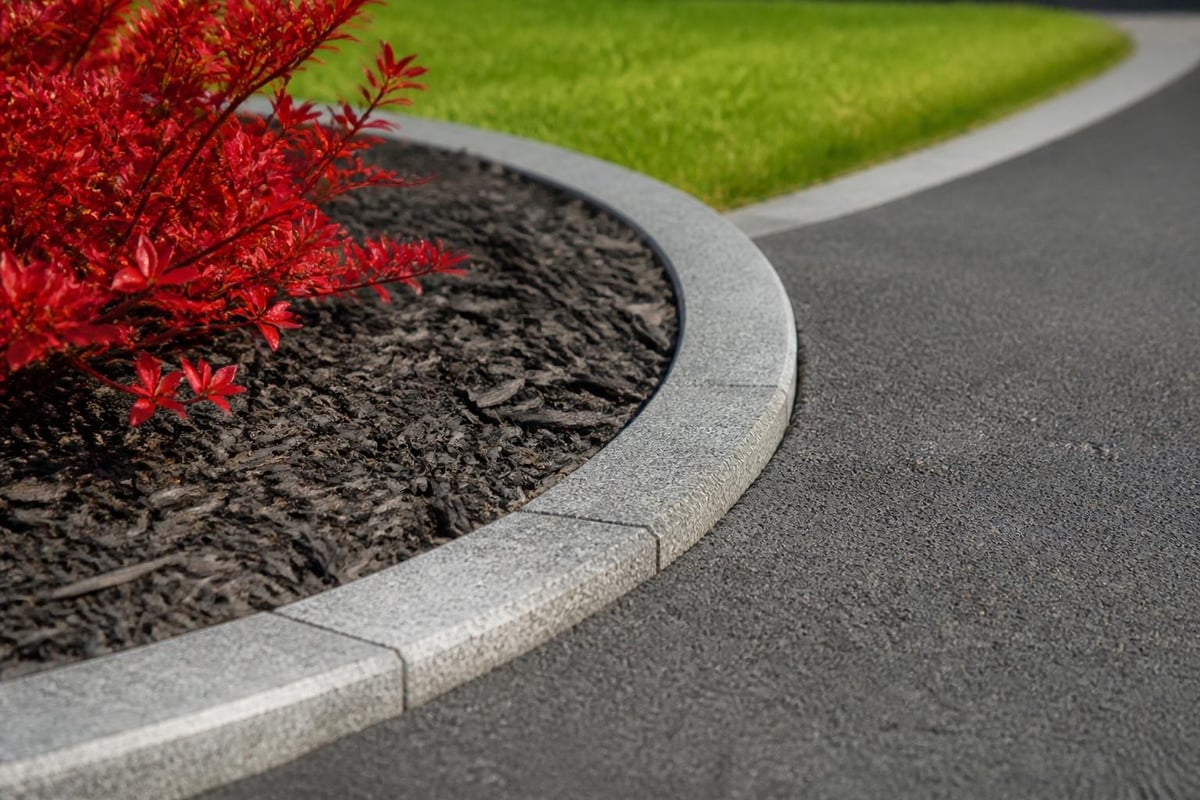 Garden curb stones separating zones