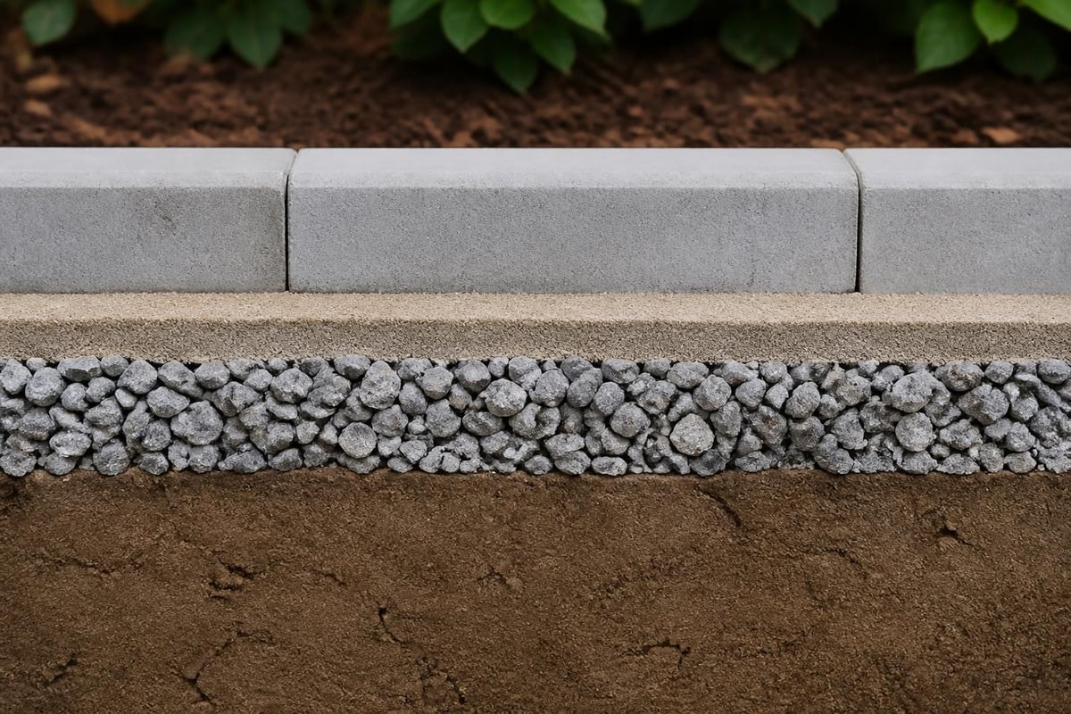 Garden curb installation layers