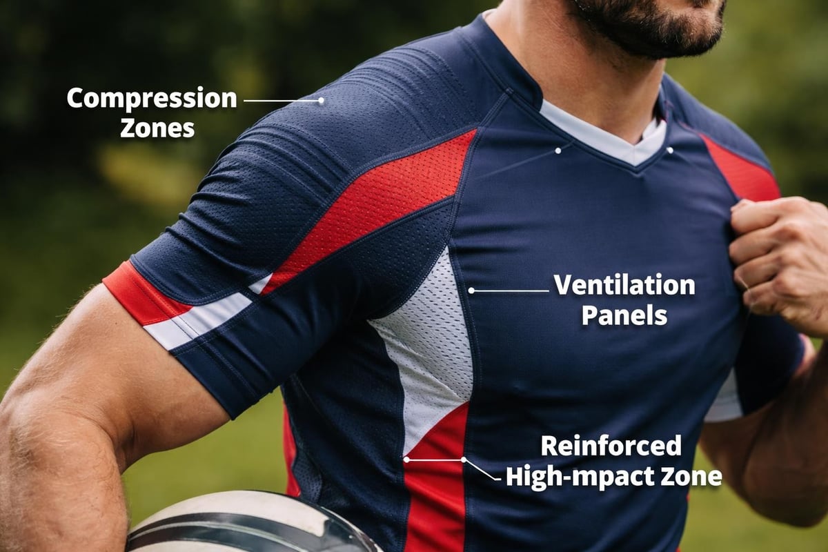Rugby jersey performance features