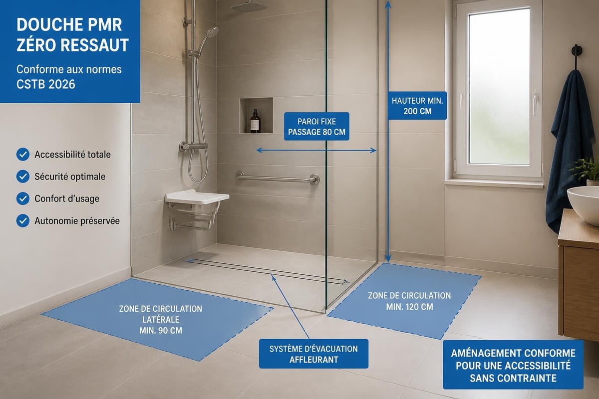 Configuration douche accessible