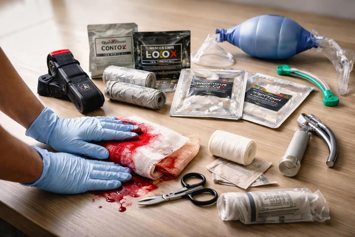 Trauma kit components for severe injury response