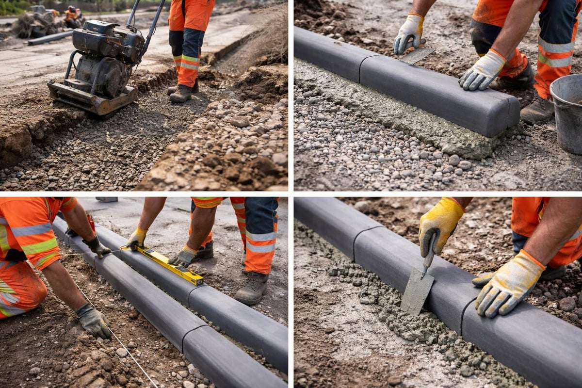 Bullnose kerbing installation methods