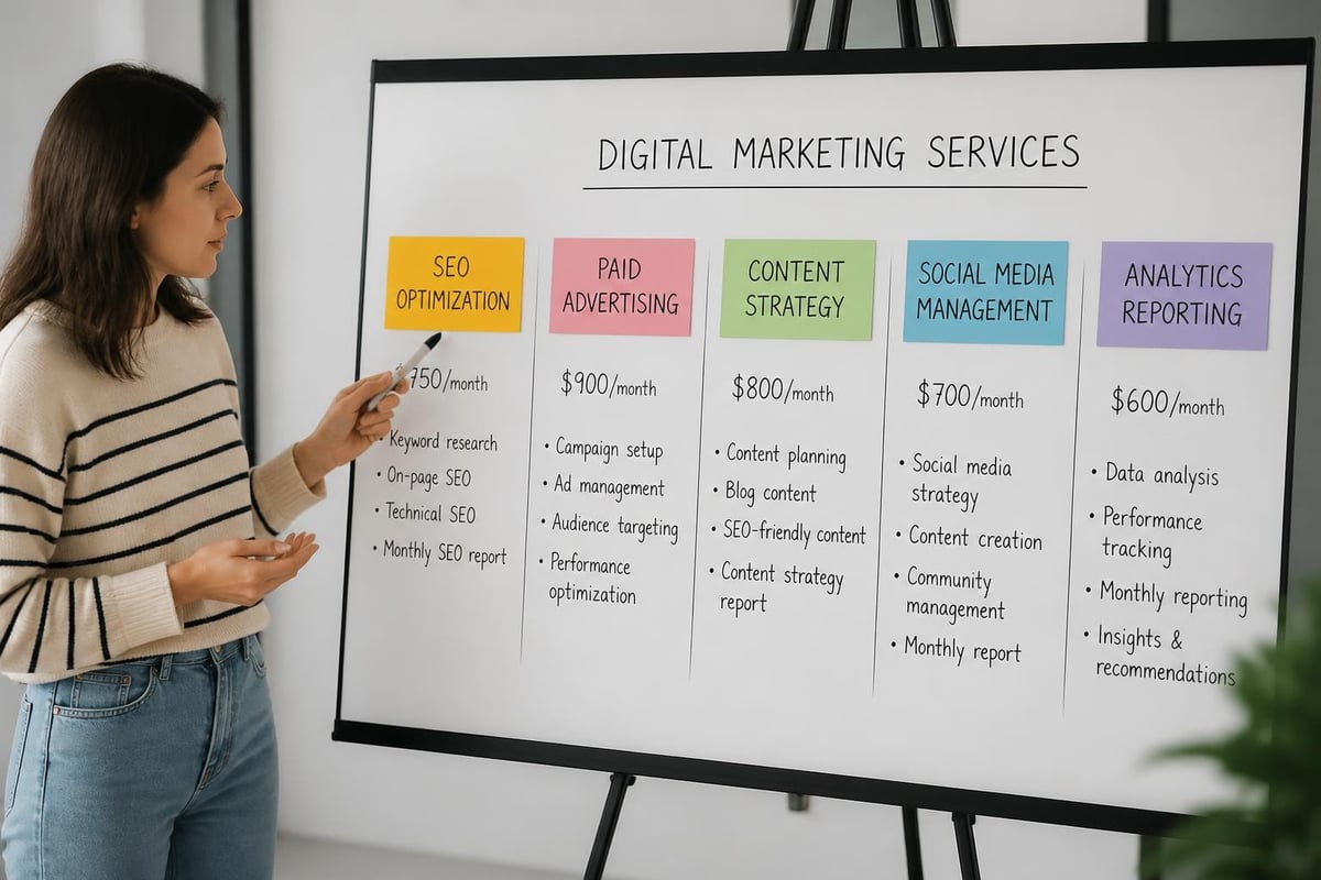 Digital marketing service categories