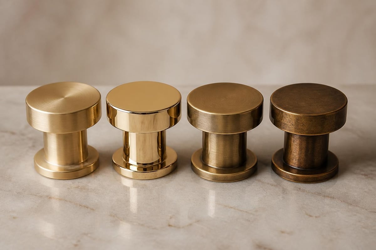Gold cabinet handle finish comparison