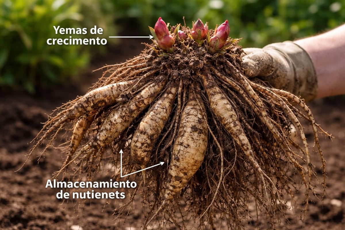 Sistema radicular de peonía