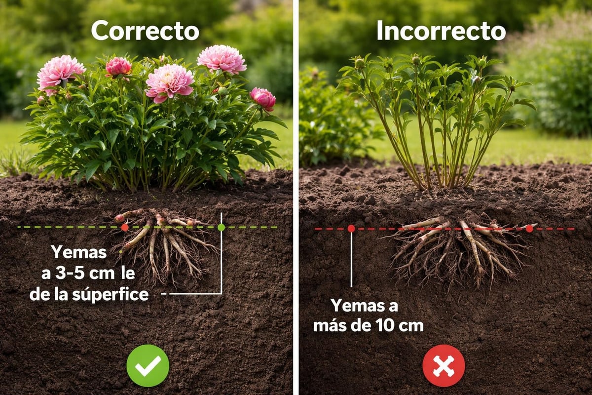 Profundidad de plantación de peonías