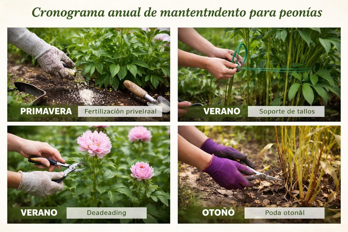 Calendario de mantenimiento de peonías