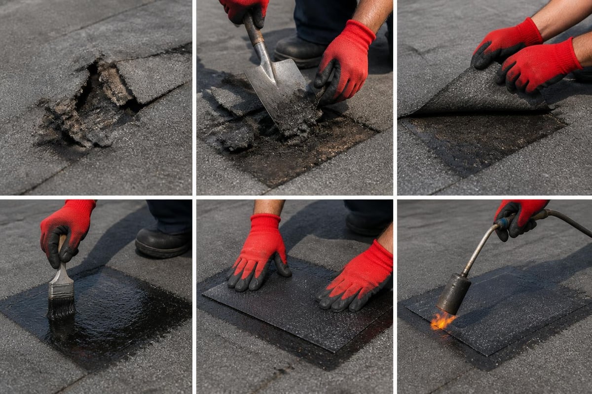 Bitumen roof repair steps