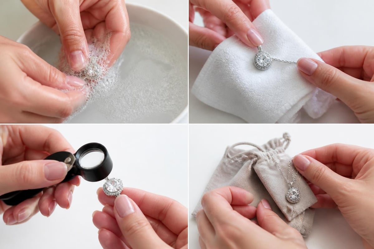 Stone pendant care routine