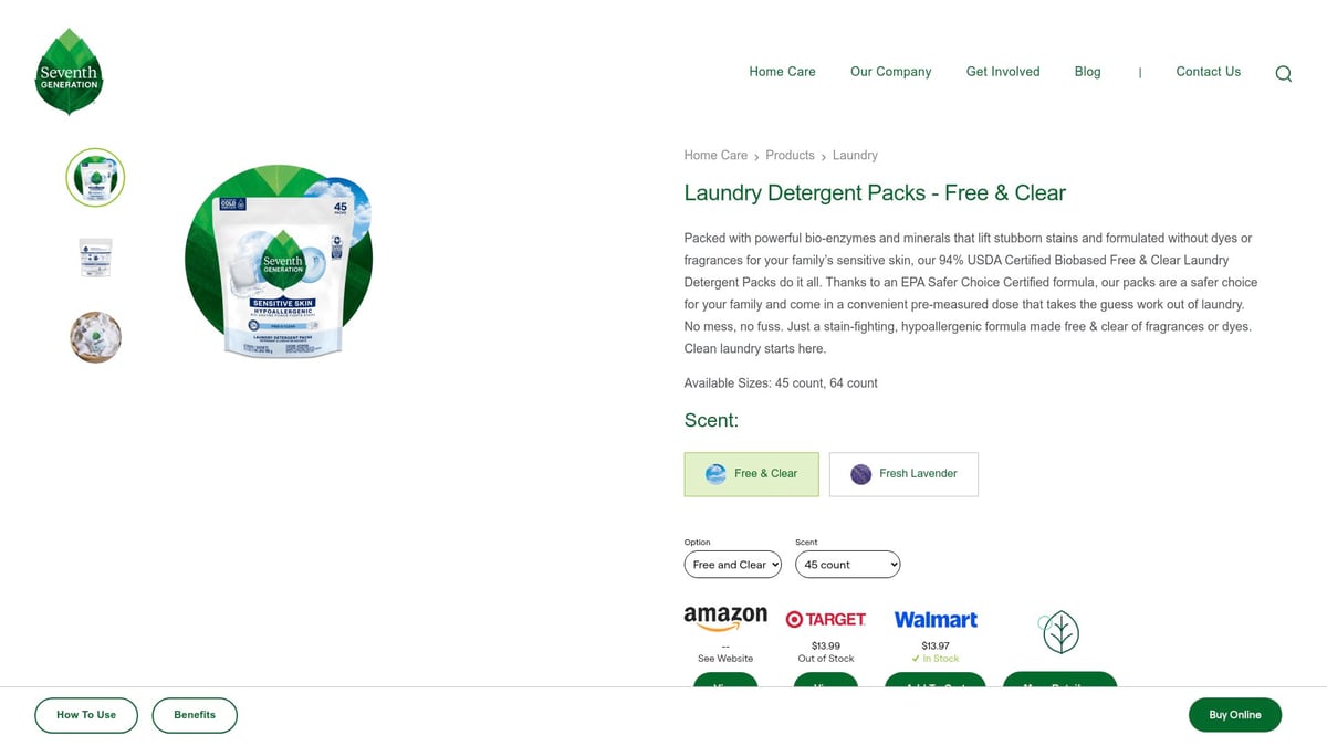 7 Best Laundry Detergent Pods on Sale for 2026 Savings - Seventh Generation Free & Clear Laundry Detergent Packs