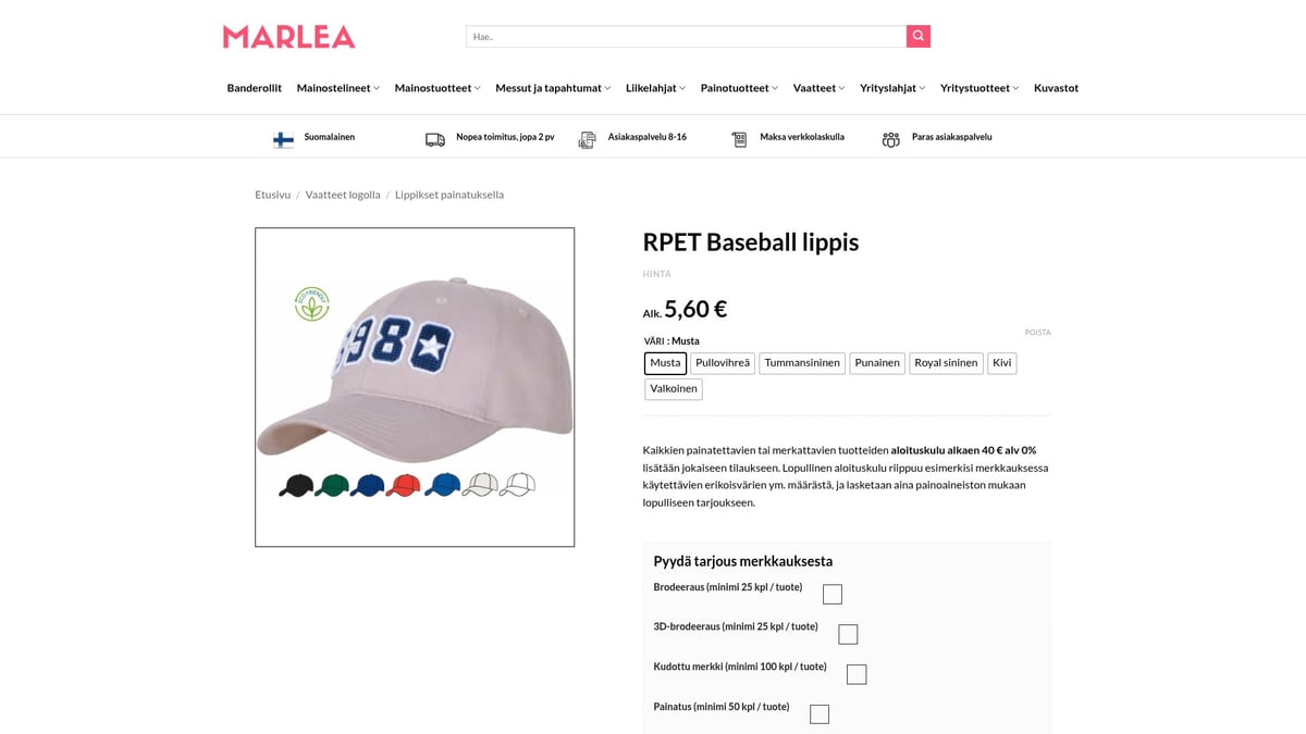 7 Vastuulliset Liikelahjat Yrityksille Vuodelle 2026 - RPET Baseball lippis – Kierrätysmuovista valmistettu lippis