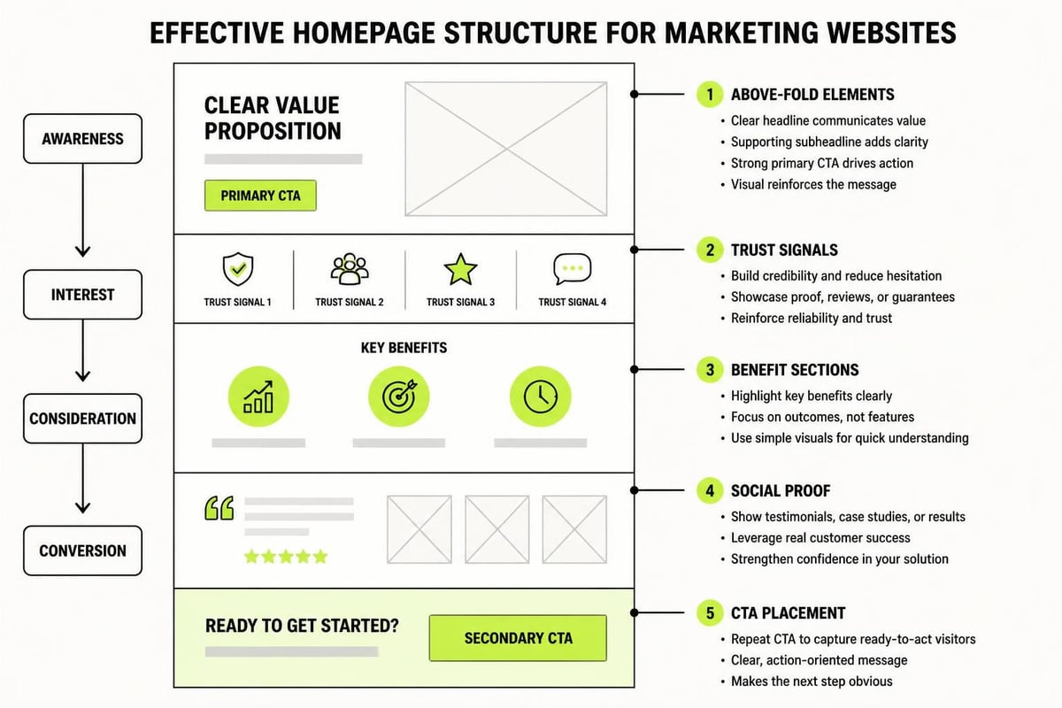 Homepage layout for digital marketing