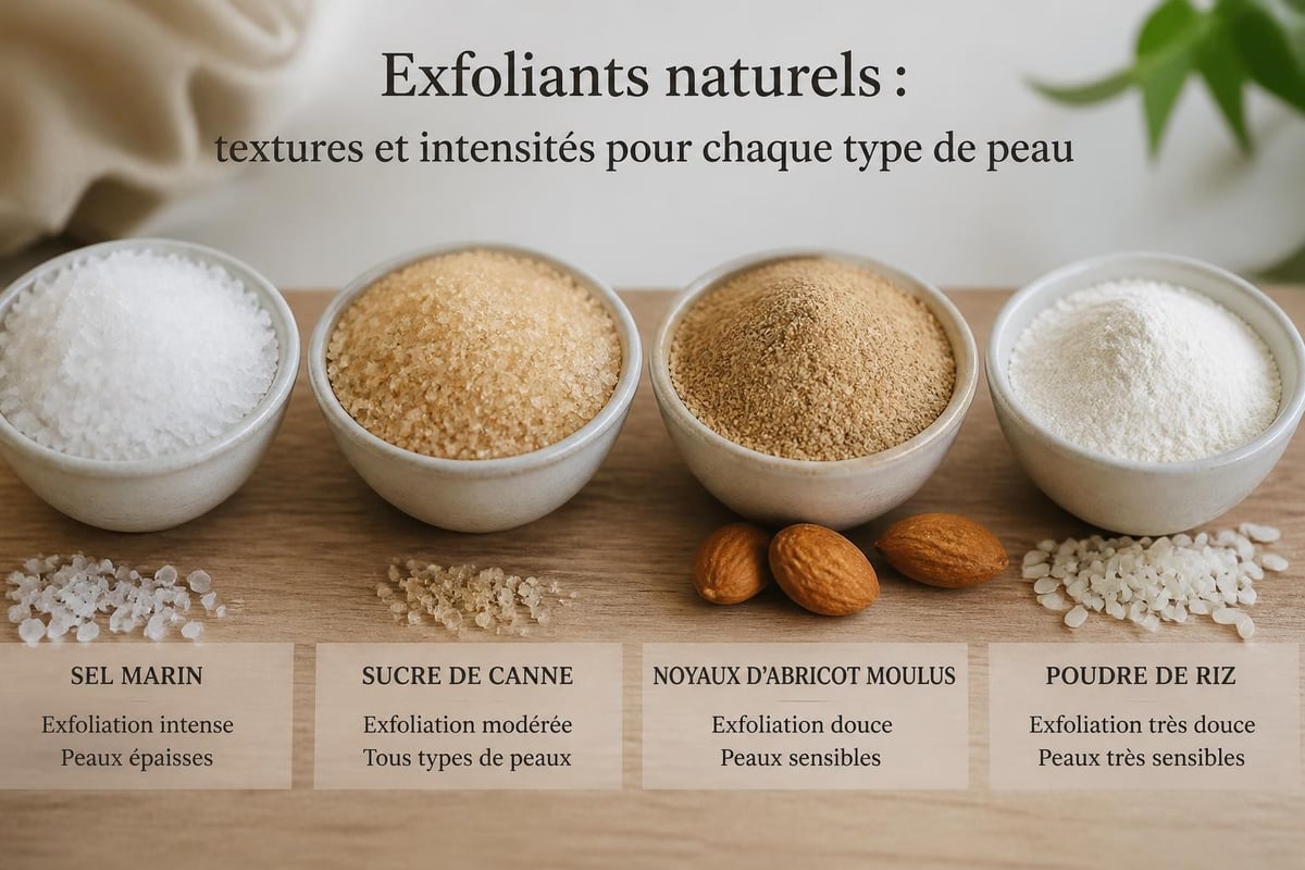 Différents grains naturels pour gommage