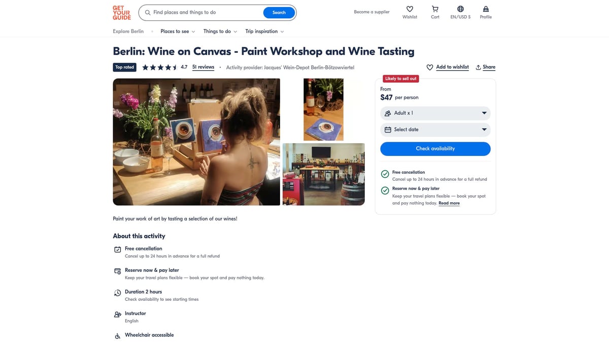 Top 10 Workshops in Berlin 2026: Kreative Highlights entdecken - Berlin: Wine on Canvas – Paint Workshop & Wine Tasting