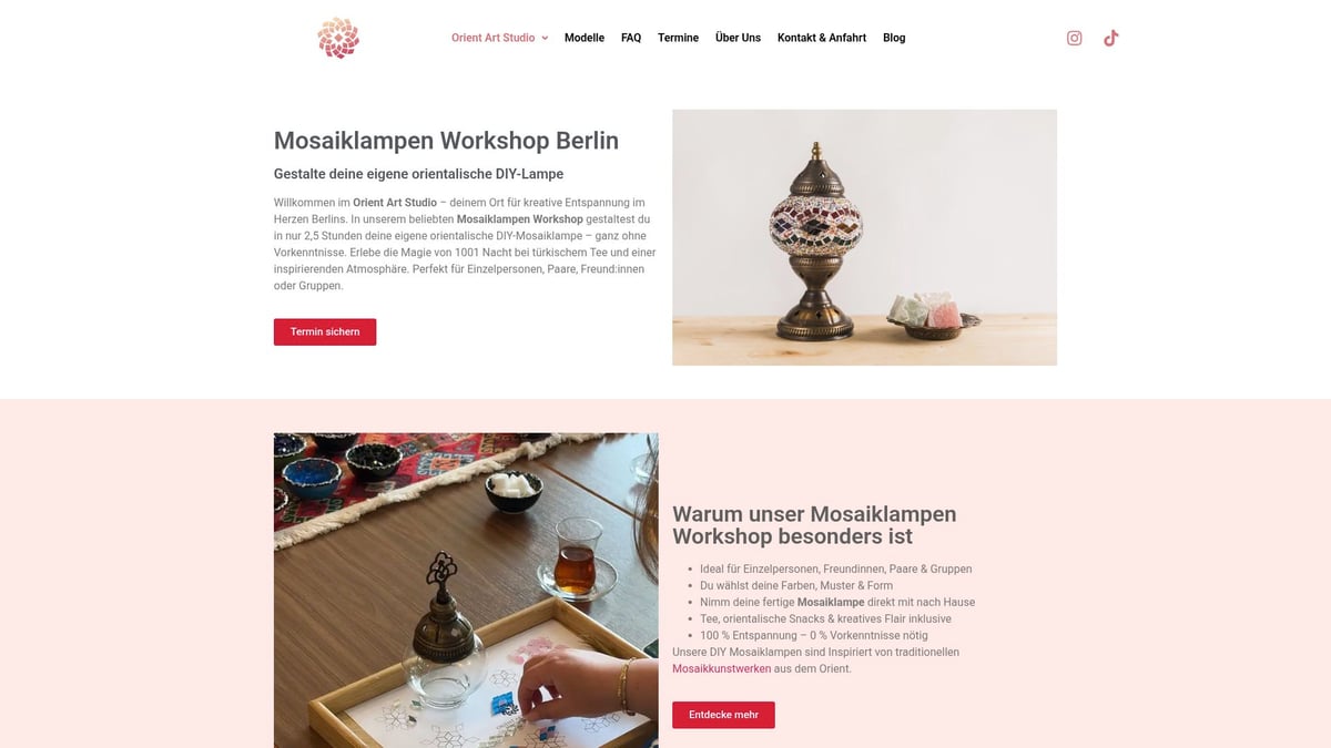 Top 10 Workshops in Berlin 2026: Kreative Highlights entdecken - Mosaiklampen basteln im Orient Art Studio