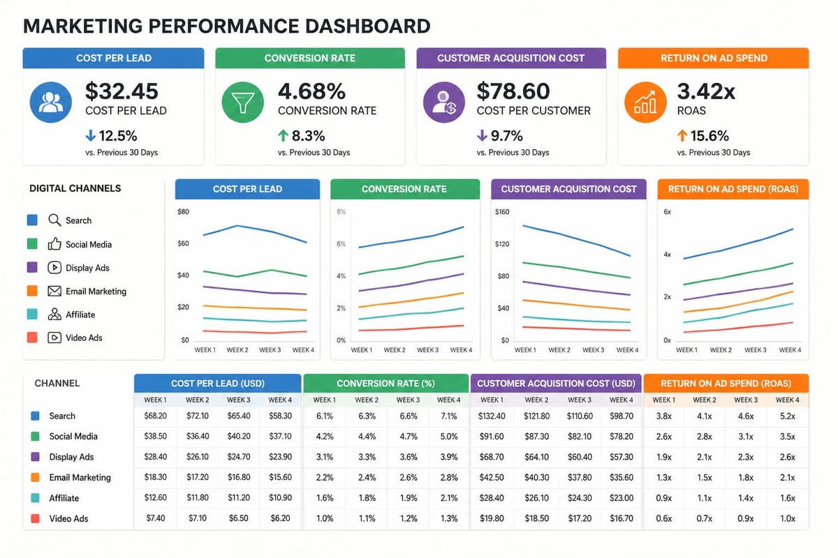 Marketing metrics dashboard