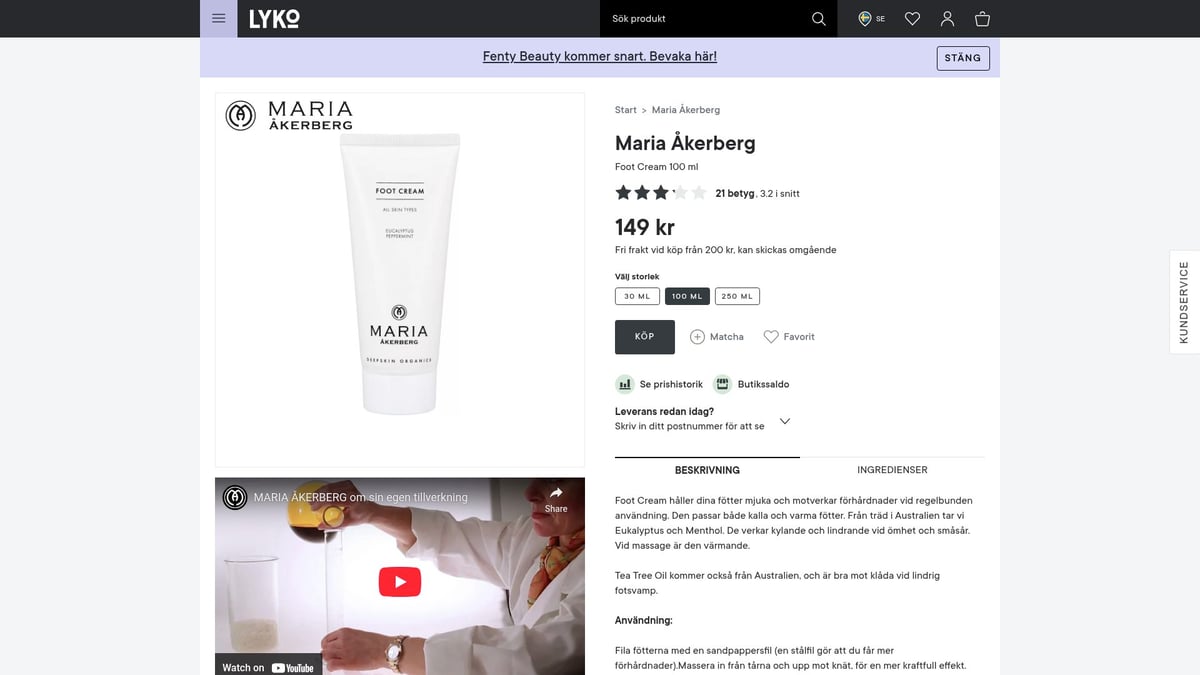 9 Best Foot Creams 2025: For Soft And Healthy Feet - Maria Åkerberg Foot Cream (100ml) – 149 kr