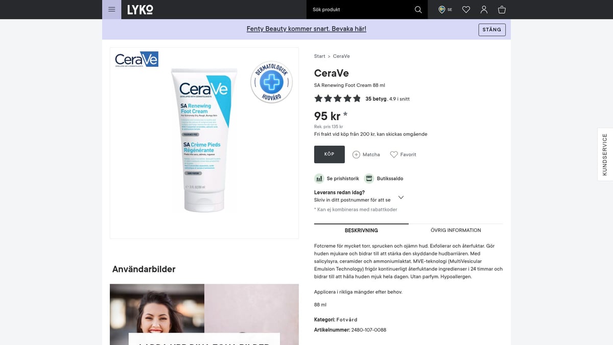 9 Best Foot Creams 2025: For Soft And Healthy Feet - CeraVe Renewing SA Foot Cream (88ml) – £9.99