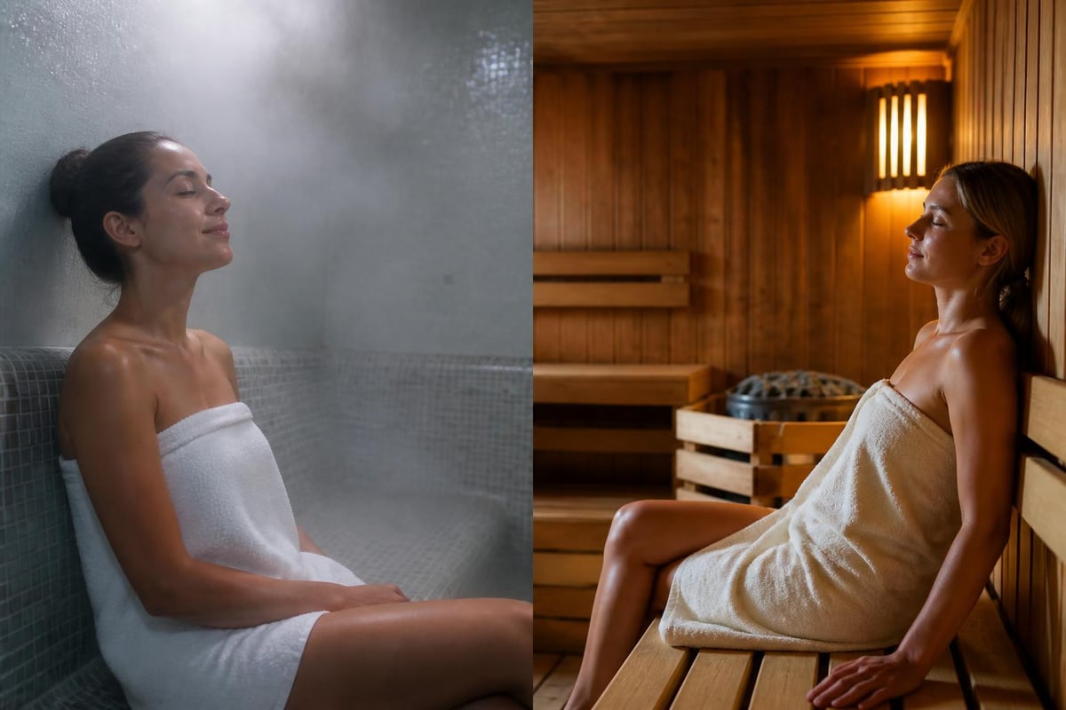 Steam room environment vs traditional sauna comparison