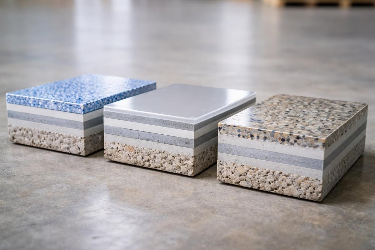 Commercial concrete floor coating systems