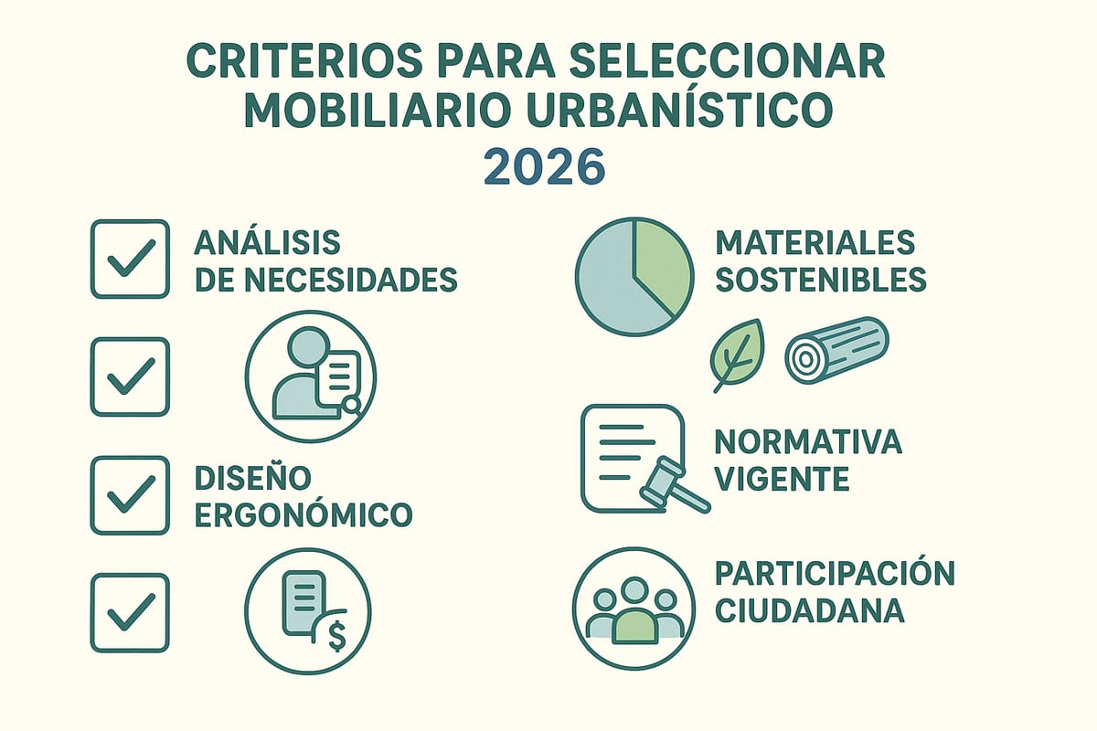 Criterios para seleccionar mobiliario urbanístico adecuado en 2026