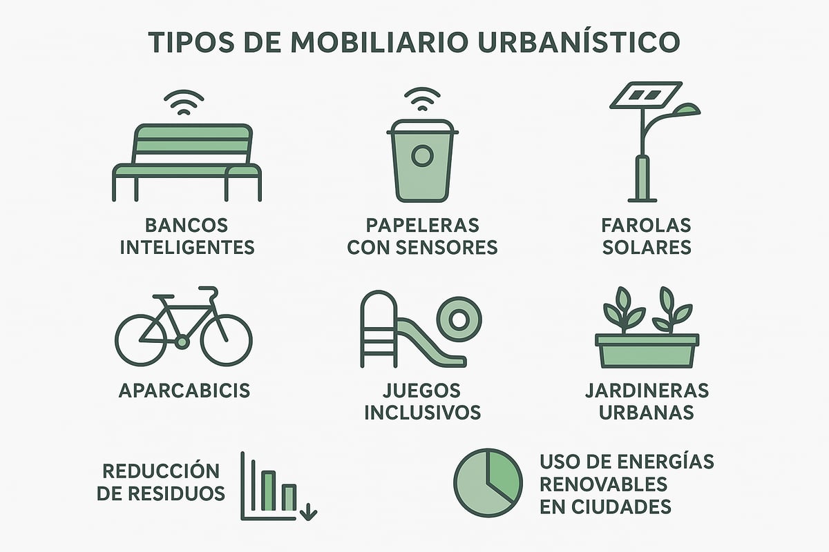 Tipos de mobiliario urbanístico y sus funciones clave