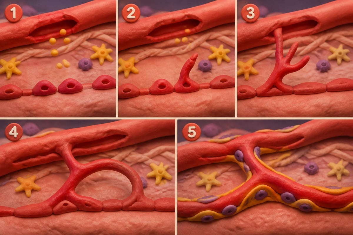 Angiogenesis phases in peptide-mediated healing