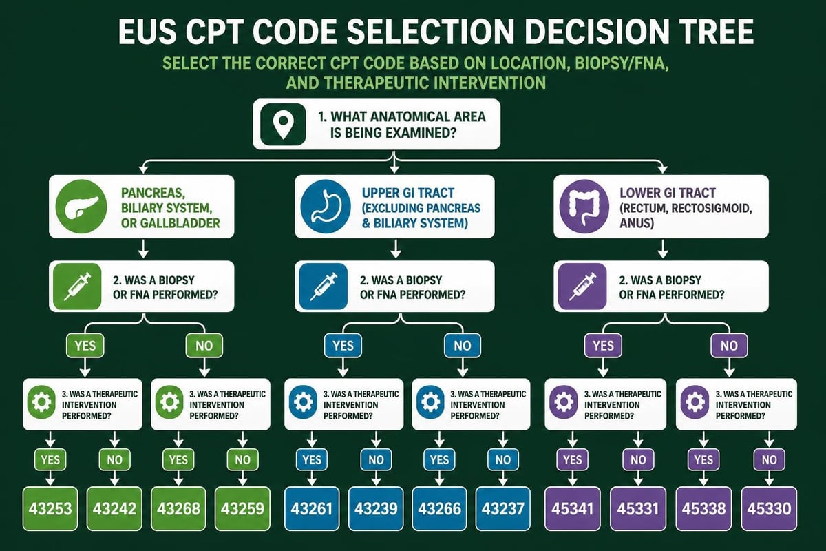 EUS CPT code selection flowchart