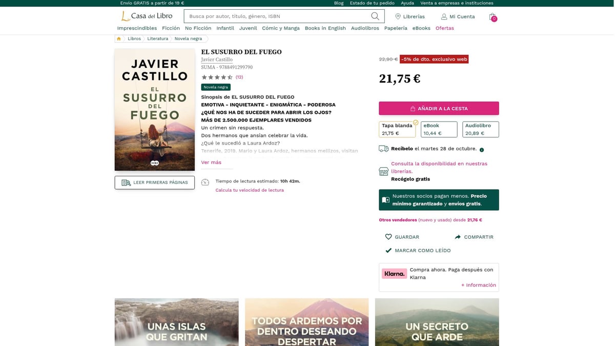 Los Mejores: 7 Opciones Imprescindibles en 2025 - 6. EL SUSURRO DEL FUEGO – Javier Castillo