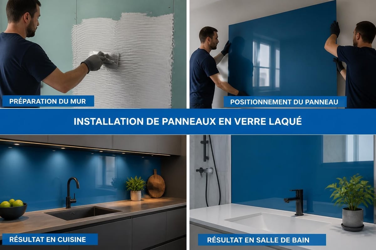 Installation professionnelle de verre laqué