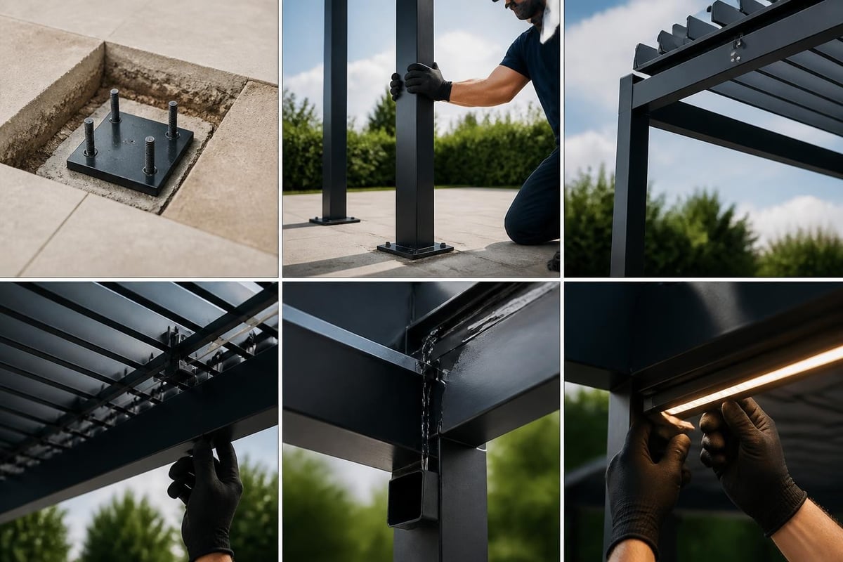 Aluminium pergola installation components