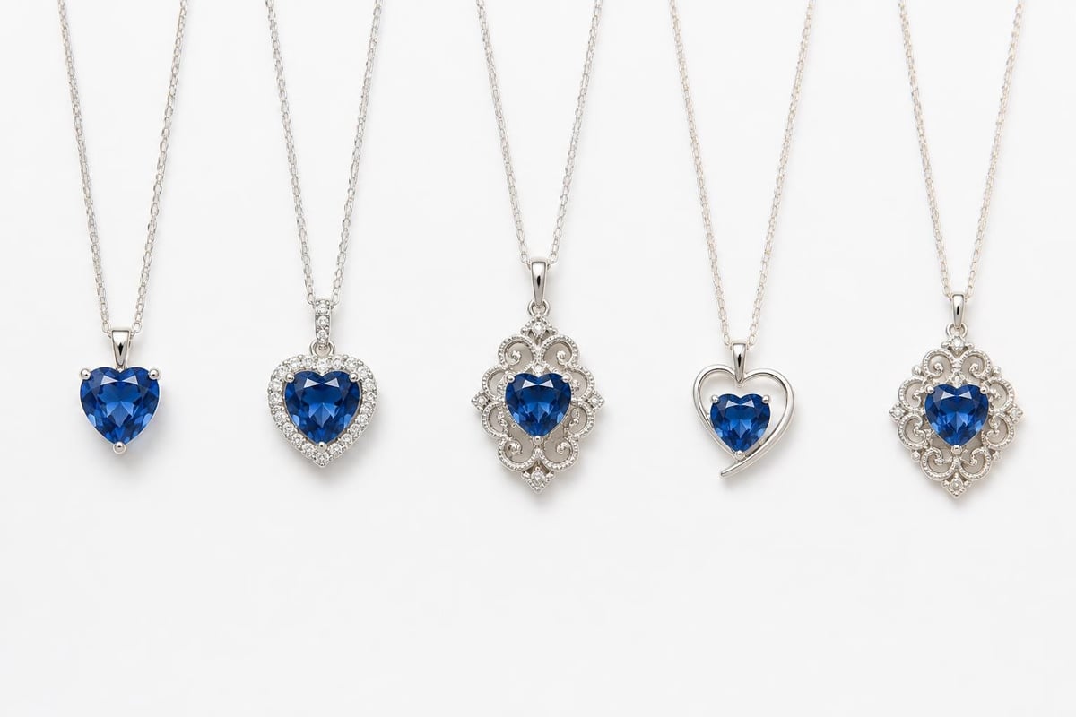 Blue heart necklace design styles