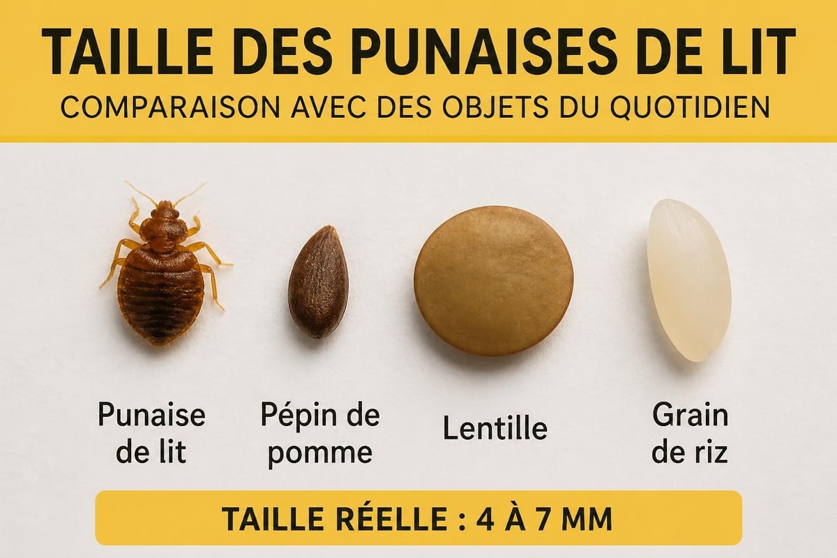Comparaison taille punaise de lit