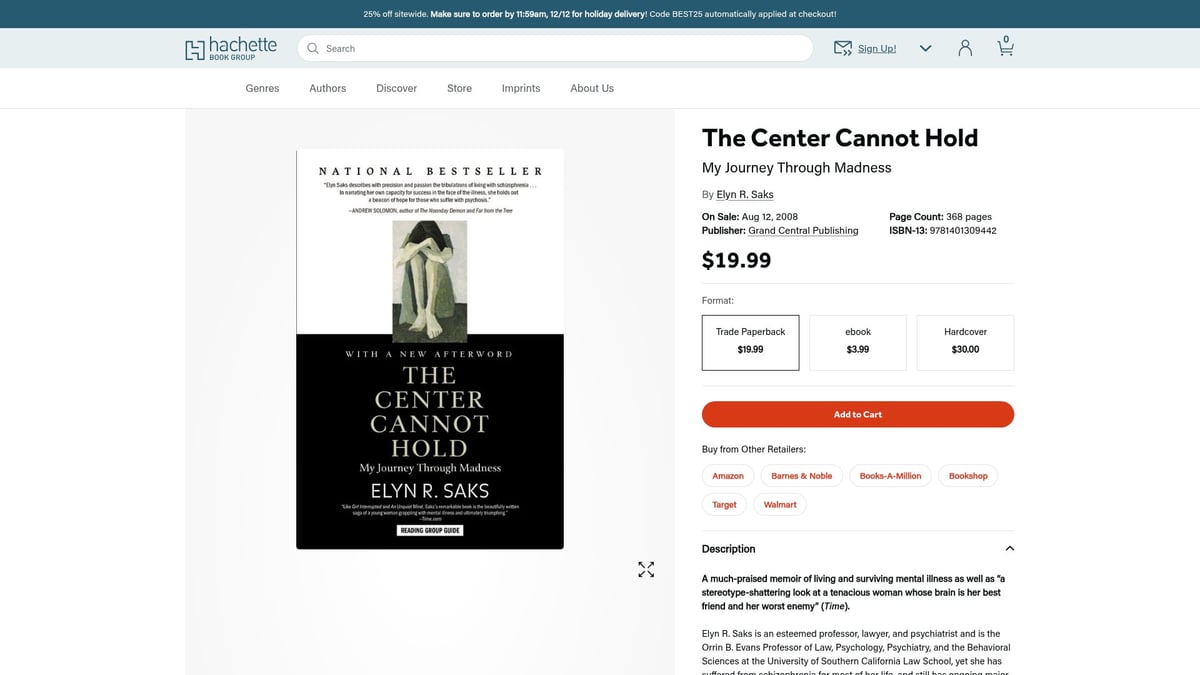 10 Essential Books About Mental Disorders to Read in 2026 - The Center Cannot Hold by Elyn R. Saks