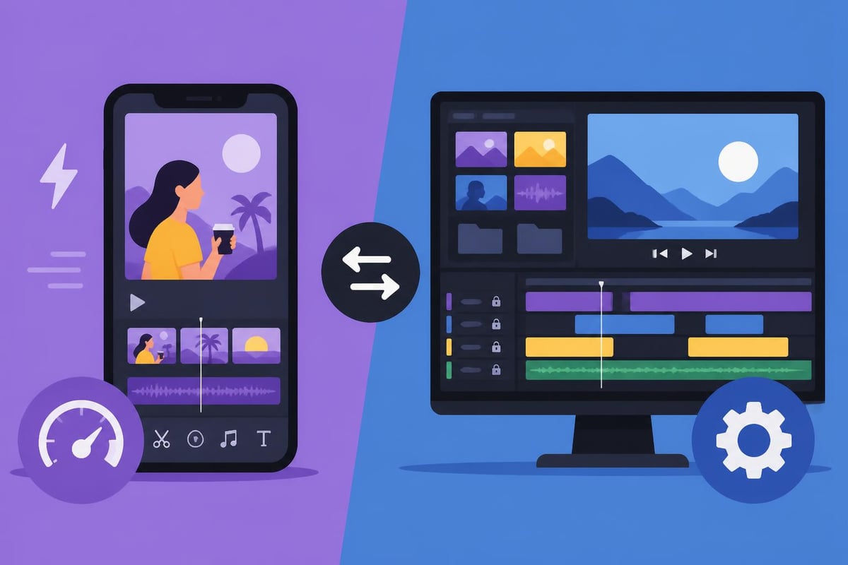 Mobile versus desktop video editing workflow