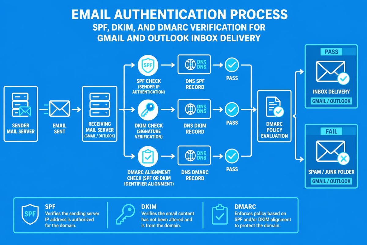 Email authentication and delivery workflow