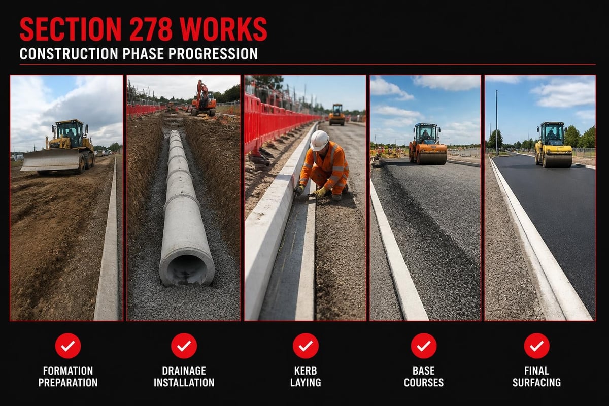 Highway construction stages