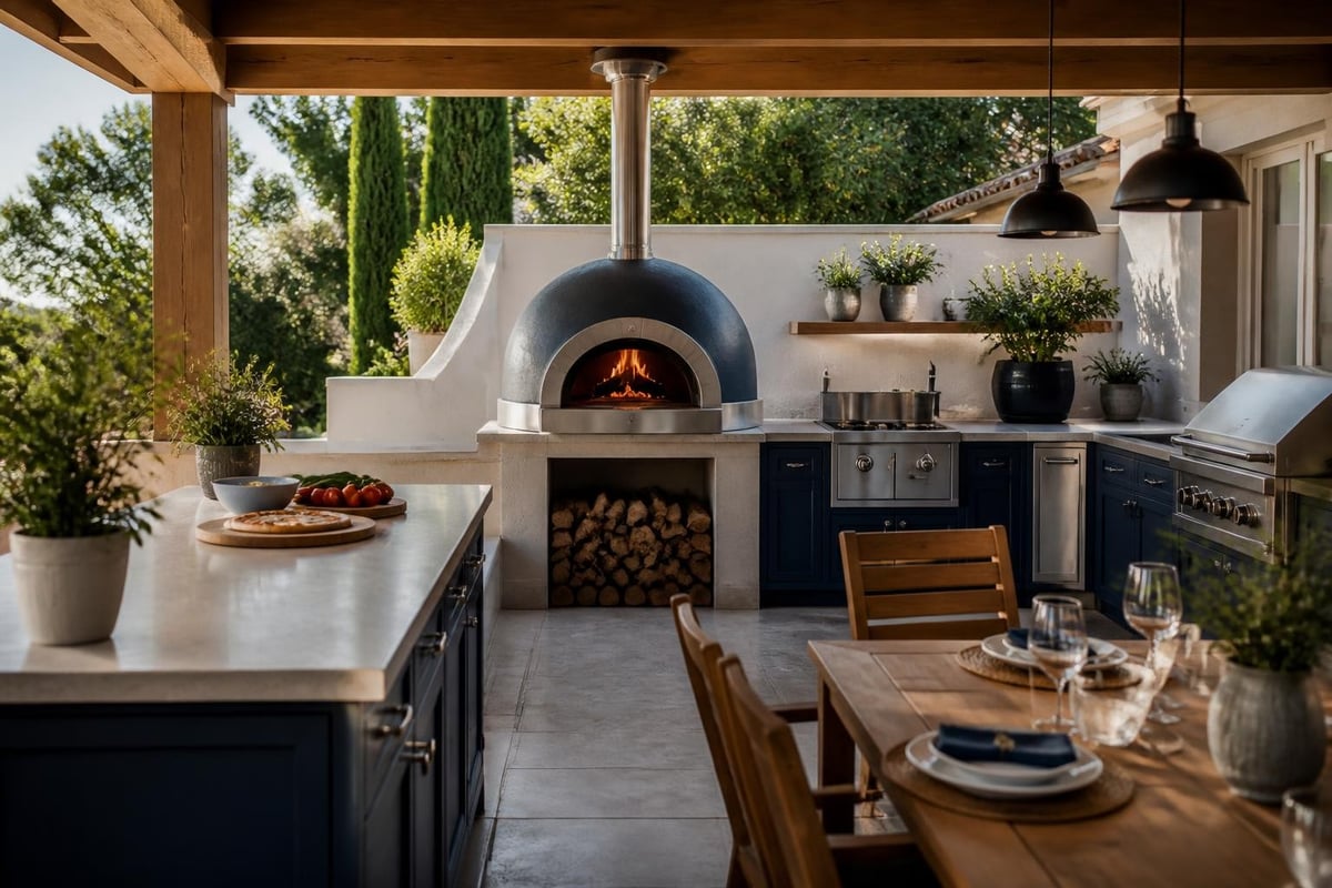 Outdoor kitchen workflow zones