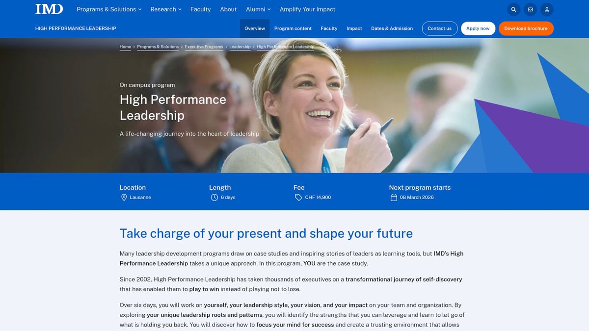 9 Essential Training Courses For Leadership Development In 2026 - IMD High Performance Leadership