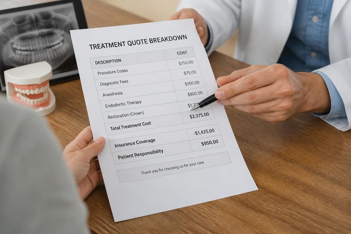 Root canal cost estimate components