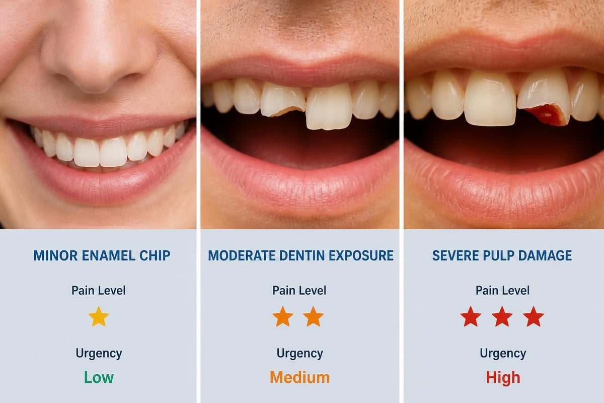 Types of tooth chip severity