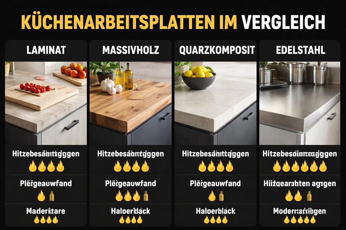 Arbeitsplatten Materialvergleich